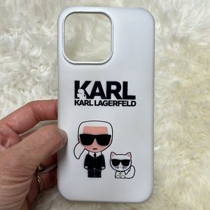 EUC - Karl Lagerfeld Silicone Hard Case Choupette for iPhone 13 Pro - White